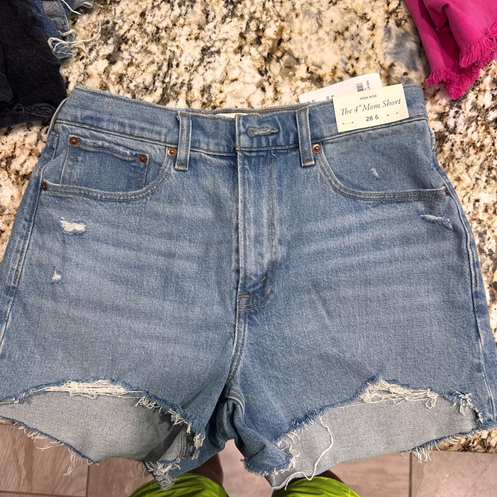 Abercrombie & Fitch Light Blue High Rise Denim Shorts
